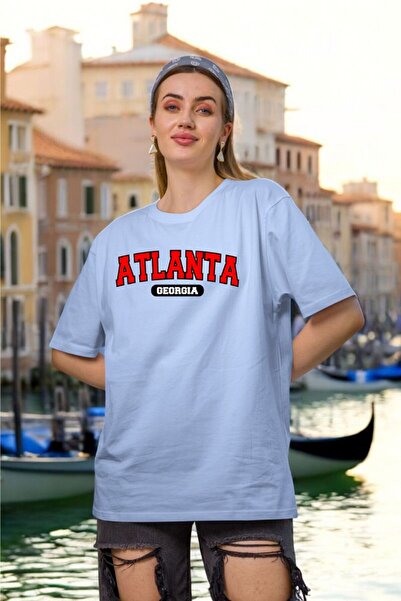 oneagılyazı Tricou oversize pentru femei cu imprimeu Atlanta