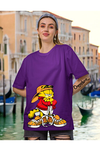 oneagılyazı Garfield Design Printed Women's Oversize T-Shirt