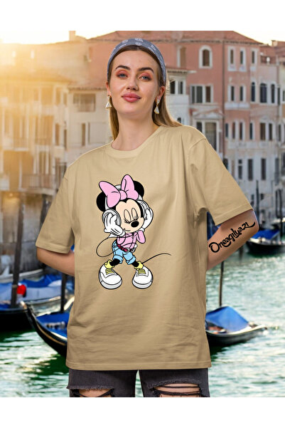 oneagılyazı Mause Printed Women's Oversize T-Shirt