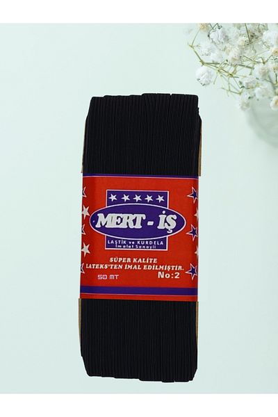 Ak Tuhafiye Cauciuc pentru trening plat negru - picior de 1 cm, 50 de metri