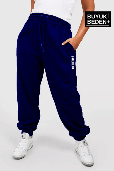 Superlife Γυναικείο μεγάλο μέγεθος με ελαστικό πόδι Brooklyn printed slim αθλητικό παντελόνι SPR25EAK53