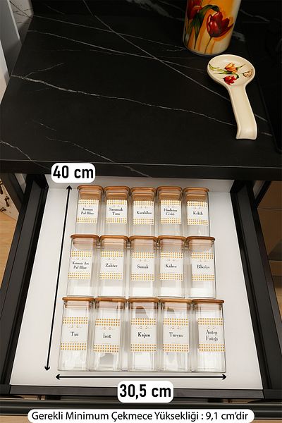 color house Spice Bowl Borosilicate (GLASS) Bamboo Lid 300 Cc 15 Jars and 3 Organizer Plexi Stand