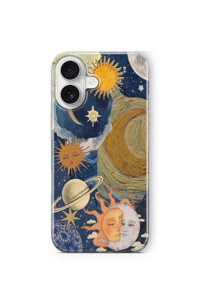 Multitronic iPhone 16 Compatible Sun and Moon Love Design Printed Transparent...