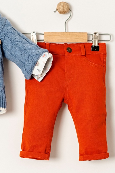 Bebüş Örgü Mavi Hırka Papyonlu Hayvan Desenli Gömlek Kırmızı Pantolon 3 Parça Erkek Bebek Takım 15024