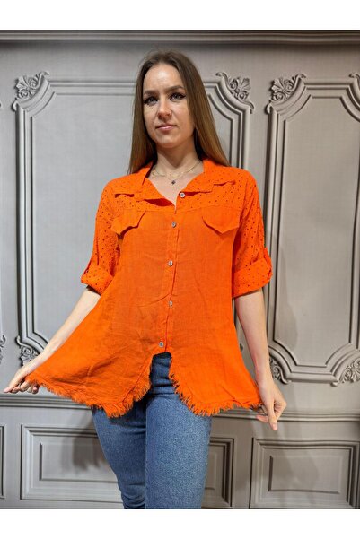 Butik Ayseba Kadın Keten Fistolu Gömlek