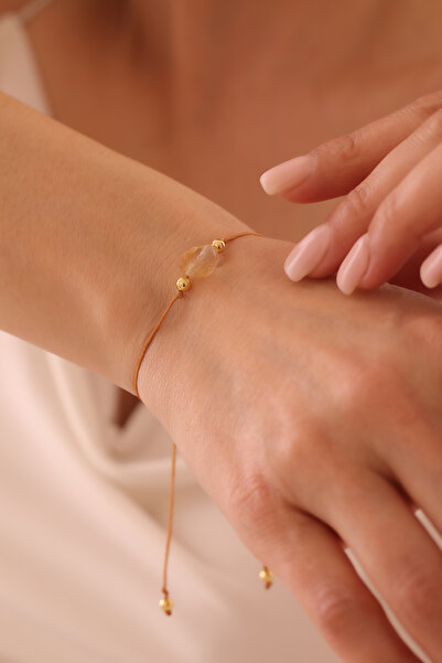 Feyz Tasarım Gerçek Sitrin Doğal Taş Unisex Bolluk Bereket Simgesi Handmade T...