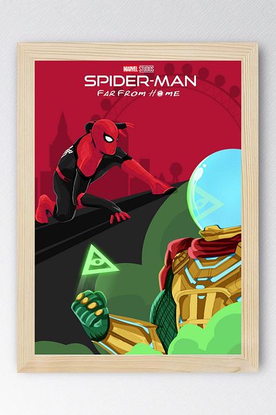 Saturn Spider Man Framed Painting - Spiderman Far from Home Fim Poster Painting