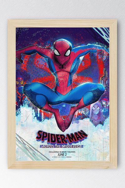 Saturn Spider Man Across the Spider Verse Framed Painting - Spiderman Fim Poster Painting