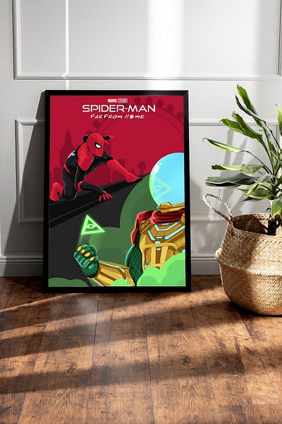 Saturn Spider Man Framed Painting - Spiderman Far from Home Fim Poster Painting