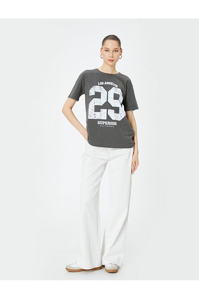 Koton Crew Neck Printed Cotton T-Shirt