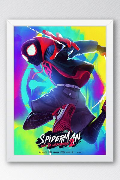 Saturn Pictură înrămată Spider Man - Pictură poster film Spider-Man în universul păianjenului