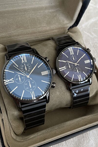 Leerybee Özel Kutulu Tasarımlı Çift Kombin Sevgili Saati Metal Kordon Metal K...