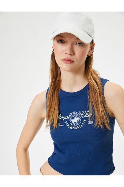 Koton Crop Athlete Bedruckt Gerippt