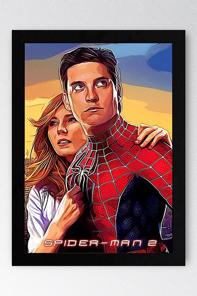 Saturn Spider Man Framed Painting - Spiderman Fim Poster Painting