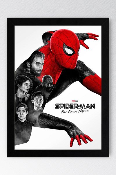 Saturn Spider Man Framed Painting - Spiderman Fim Poster Painting