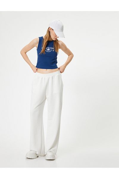 Koton Crop Athlete Bedruckt Gerippt