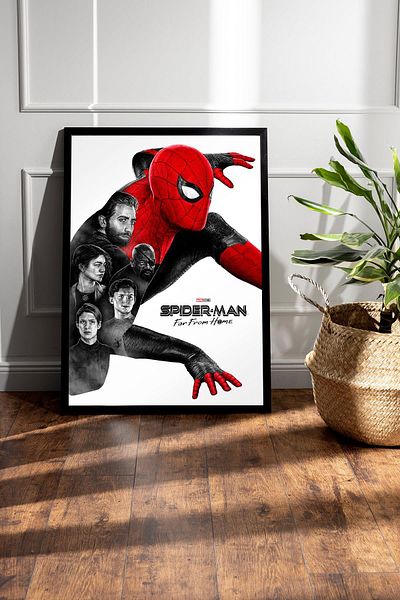 Saturn Spider Man Framed Painting - Spiderman Fim Poster Painting