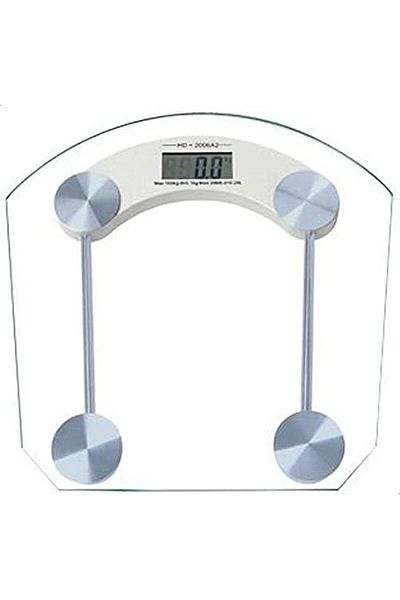 AWH Digital glass top bathroom scale - Clear/Silver,vertical