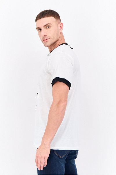 Feat Men Crew Neck Short Sleeves Graphic Printed T-shirt, Off-white