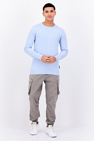 French Connection Men Crew Neck Knitted Sweater, Light Blue