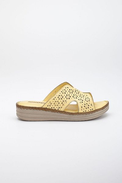 Mehmet Baran Genuine Leather Wedge Heel Women's Slippers