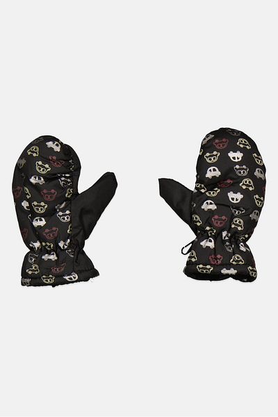 Royal Deluxe Kids Boy Graphic Printed Mittens, Black Combo