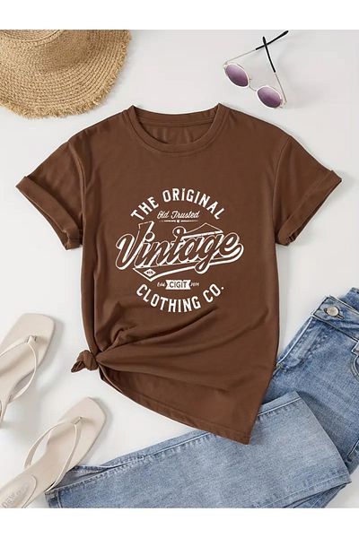 uyguntarz Unisex Vintage εμπριμέ μπλουζάκι Oversize