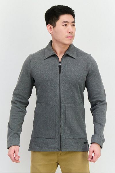 Civil Society Men Heather Full Zippered Shirt Jackets, Grey