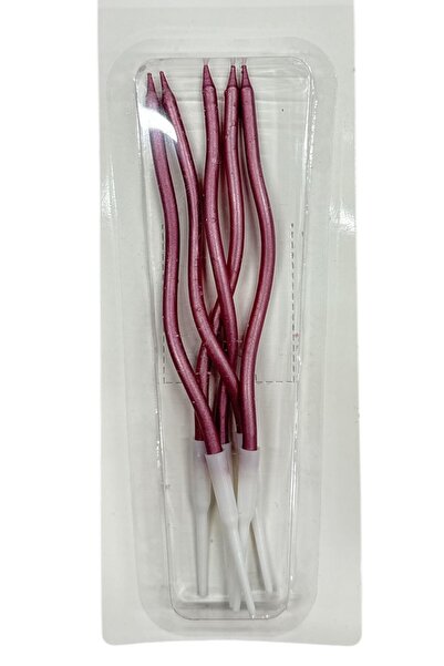 Laviyosa 5 Lİ KIVRIMLI PEMBE MUM 15CM Pasta Mumu Spiral Kıvrık Mum