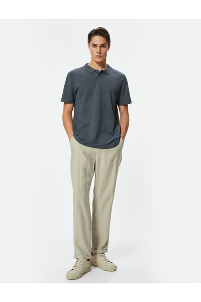 Koton Polo Neck T-Shirt Slim Fit Buttoned Short Sleeve