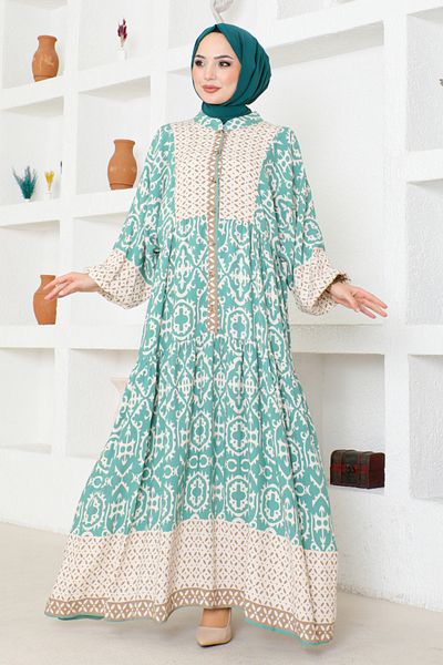 ModaMerve Mint Mdp1130 Button Dress