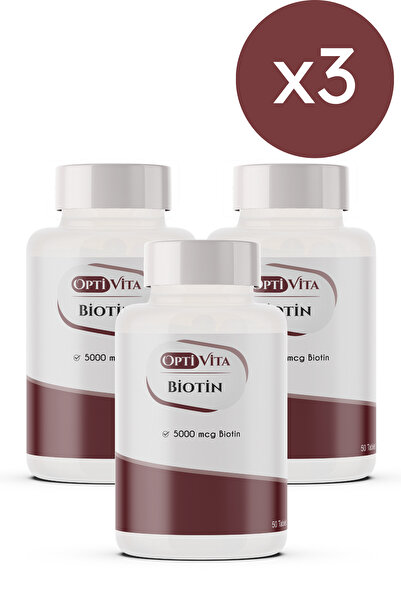 Optivita 3'lü Avantaj Paketi: Optivita Biotin 5000 mcg 50 Tablet Vitamin B7 S...