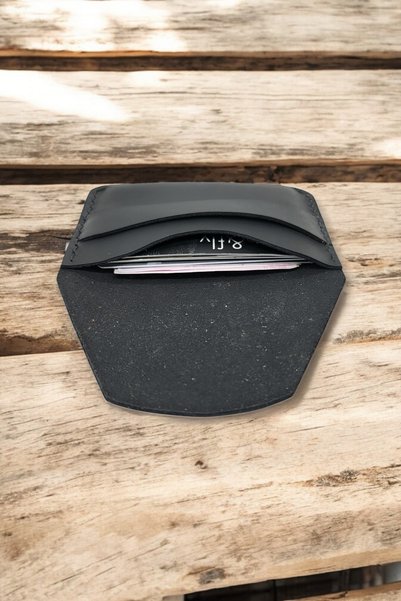 Leather Genuine Leather Black Unisex Handmade Card Holder