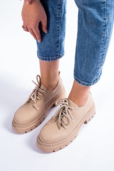 DRY WOOD Μπεζ Γυναικείο Loafer - Χοντρή σόλα, Casual Παπούτσια