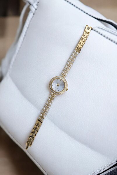 DARK BLANC Elegant Wrist Watch with Pearls