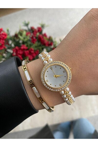 DARK BLANC Elegant Wrist Watch with Pearls