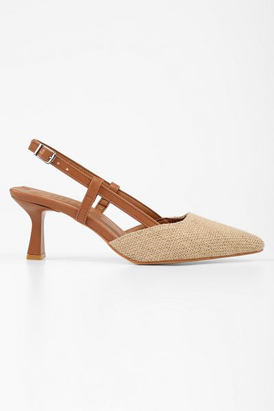 Shoeberry Braune Stroh-Stilettos mit Absatz - Damen