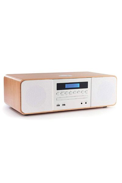 THOMSON نظام صوت منزلي صغير MIC201IBT بقوة 50 واط مع مشغل أقراص مضغوطة/MP3/USB باللون الأبيض