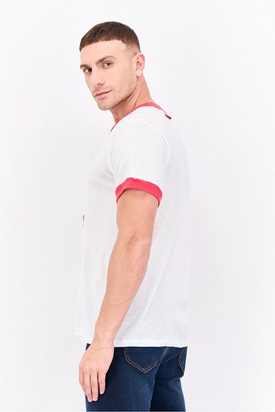 Feat Men Crew Neck Short Sleeve Graphic Print T-shirts, White