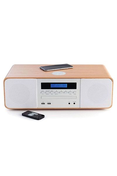 THOMSON نظام صوت منزلي صغير MIC201IBT بقوة 50 واط مع مشغل أقراص مضغوطة/MP3/USB باللون الأبيض