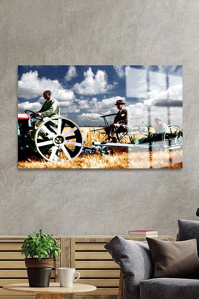 TAULART ULTRA HIGH DEFINITION ATATURK AND PEASANT AGRICULTURE PAINTING 4MM ΑΠΕΙΡΟ ΓΥΑΛΙ ΤΕΤΕΡΑΣΜΕΝΟ ΔΙΑΜΕΡΙΣΜΑ ΕΡΓΑΣΙΑΣ ΓΡΑΦΕΙΟ ΔΩΡΟ