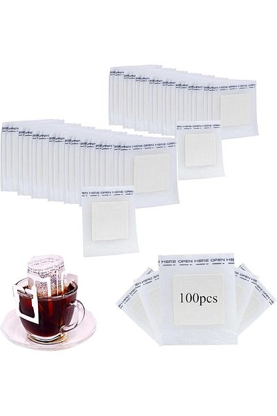 MIBRU 100-Piece Portable Hanging Coffee Filter Paper Bag White