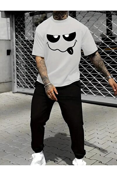 caddekombin Ανδρικό σετ αθλητικών ρούχων σε γκρι χρώμα - Μπλουζάκι και φούτερ...