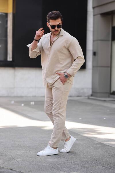 CAN Men's Crystal Gold Linen Suit