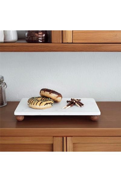 Akayev Marble White 30X20 cm Wooden Bead Standing Presentation Holder