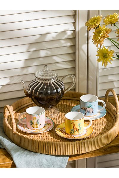LC Waikiki Animal Printed 3-Person Porcelain Set - with Coffee Cup, City