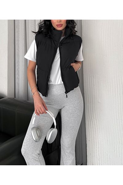 ladyzey Women's Stand Collar Zipper Side Pocket Short down Vest