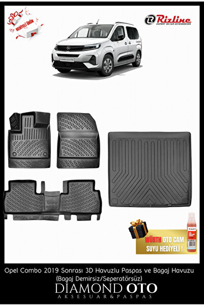 Rizline Opel Combo 3d Havuzlu Paspas ve Bagaj Havuzu (Bagaj Demirsiz/Seperatö...