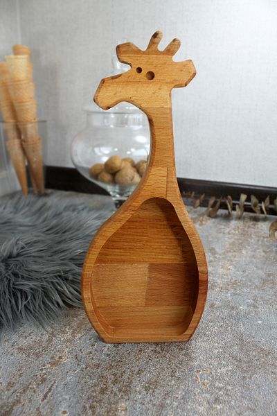 Teknofors Wooden Giraffe Snack Bowl Presentation Rack