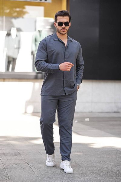 CAN Men's Crystal Gold Linen Suit
